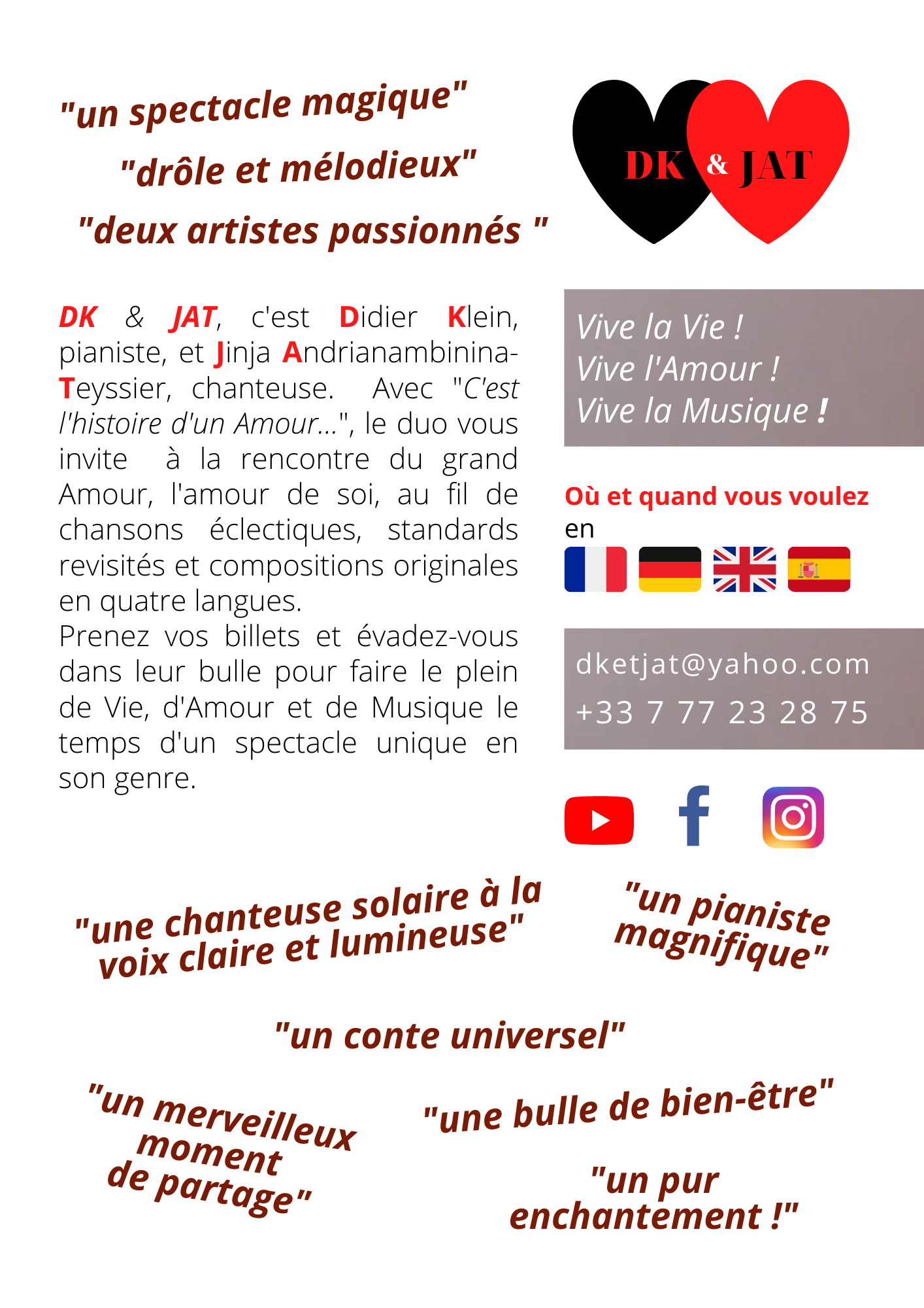 Flyer du spectacle C'est l'histoire d'un Amour - Verso